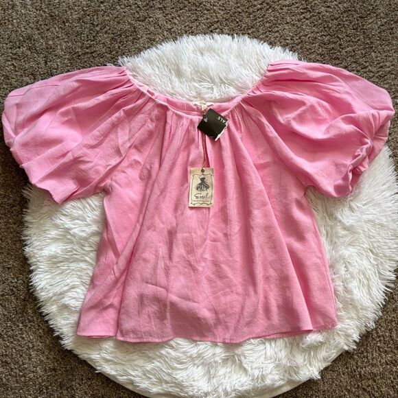 Easel Top New Puff Sleeves Pink Women’s Size Medium - Picture 1 of 7